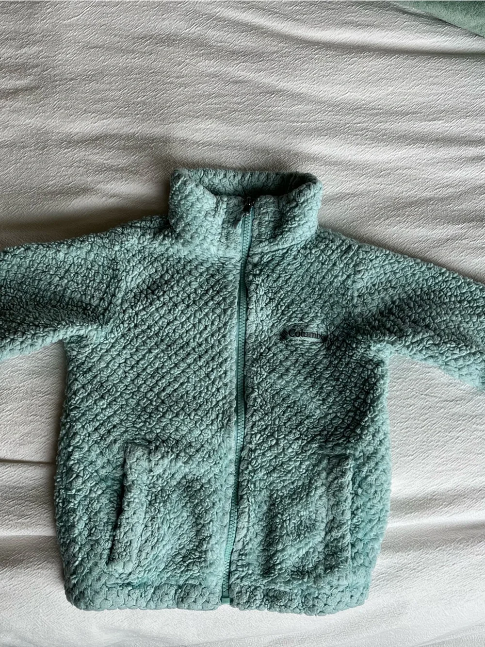 Columbia Mint Green Sherpa Fleece Jacket with Embroidered Logo